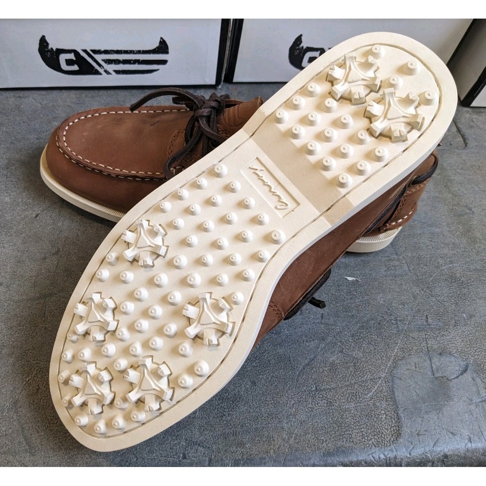 Canoos Golf Shoes Mens 7 Branson Brown Leather Boat Shoe Loafers Rubber Cleats - Picture 5 of 7